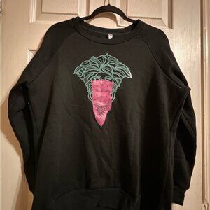 Crooks & Castles graphic logo black crewneck sweatshirt size large womens